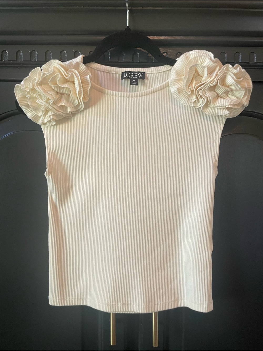 J.Crew Cream Ribbed Tank Top with Textured Knit